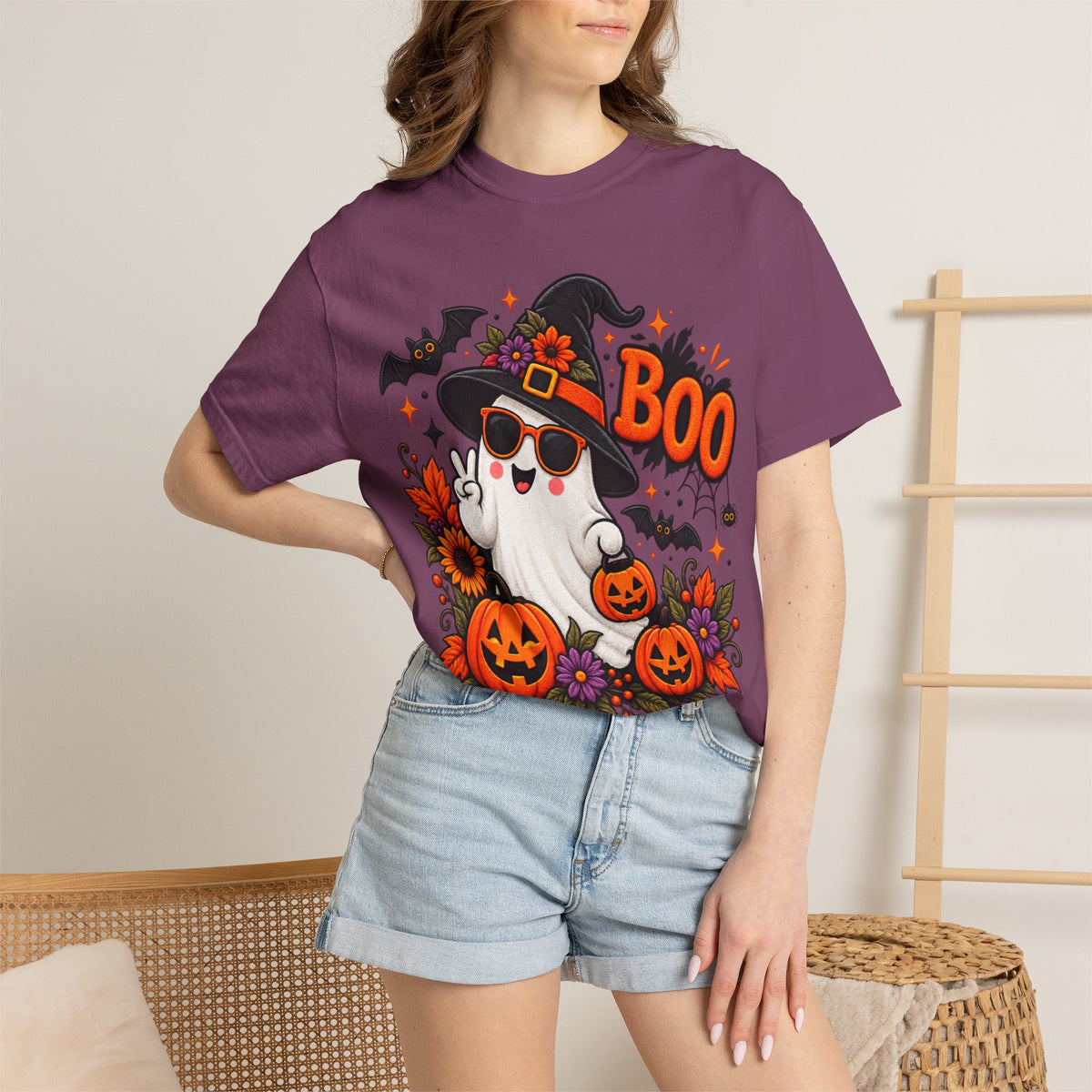 Halloween Boo Ghost T-Shirt — Cute Witch Hat Jack-O'-Lanterns Tee