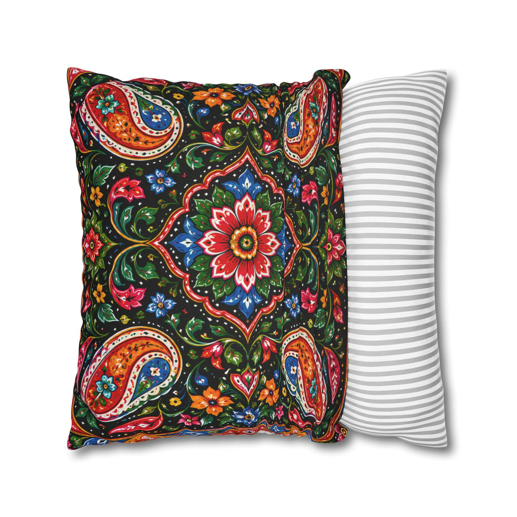 Pakistani Truck Art Cushion Cover – 'Jeet Wohi Hai' Urdu Quote | Floral Decorative Pillowcase