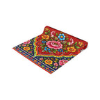 Pakistani Truck Art Floral Table Runner – Urdu Quote 'Khush Raho Muskurate Raho' Cotton/Poly