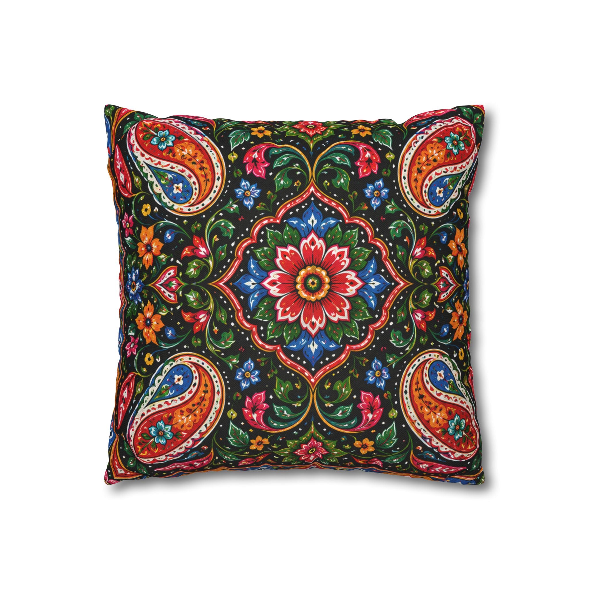 Pakistani Truck Art Cushion Cover – 'Jeet Wohi Hai' Urdu Quote | Floral Decorative Pillowcase