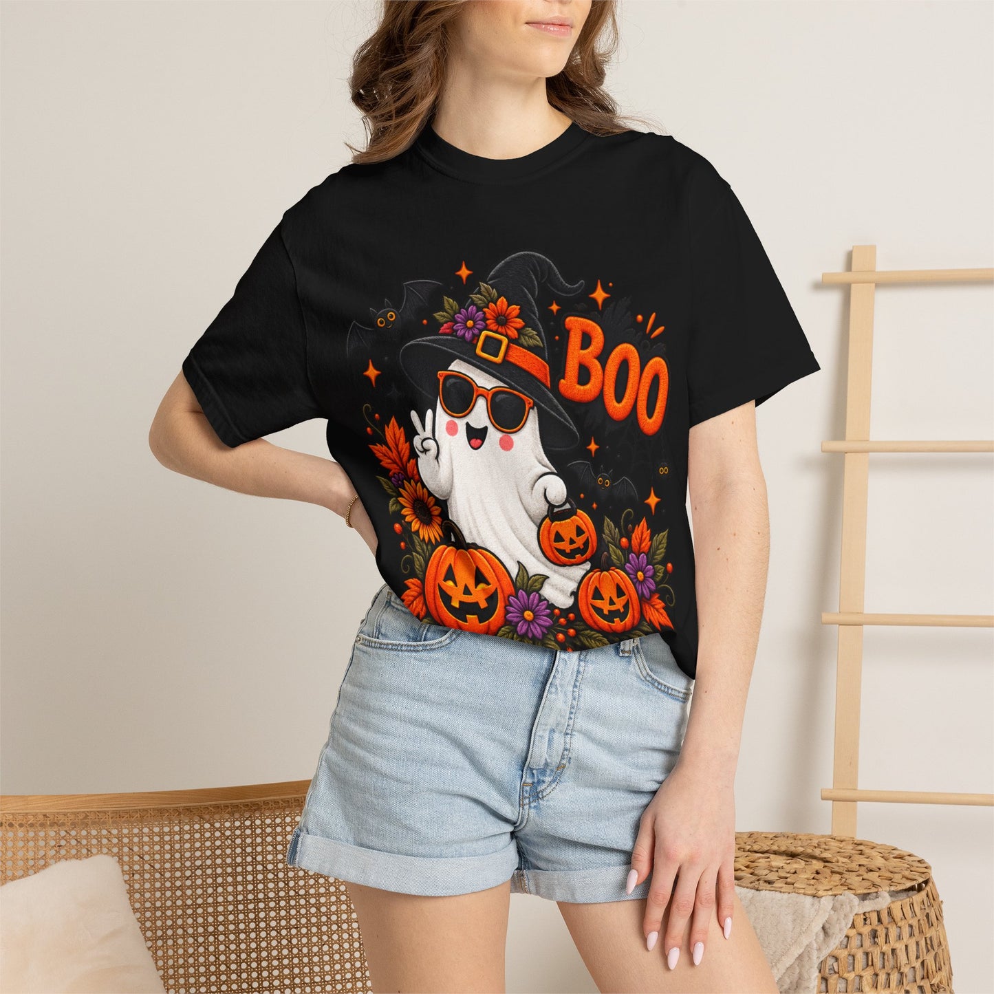 Halloween Boo Ghost T-Shirt — Cute Witch Hat Jack-O'-Lanterns Tee