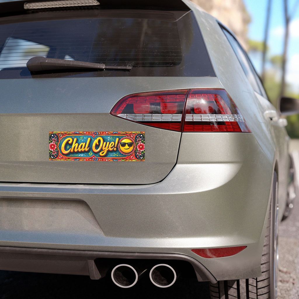 Car Magnet — 'Chal Oye!' Colorful Truck Art Bumper Sticker with Sunglasses Emoji