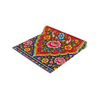 Pakistani Truck Art Floral Table Runner – Urdu Quote 'Khush Raho Muskurate Raho' Cotton/Poly