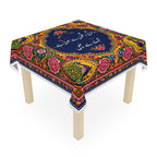 Pakistani Truck Art Tablecloth – Floral Peacock Urdu Poetry Table Cover | 55"x55" Desi Dining Decor
