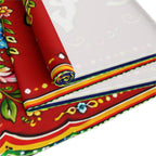 Pakistani Truck Art Floral Table Runner – Urdu Quote 'Khush Raho Muskurate Raho' Cotton/Poly