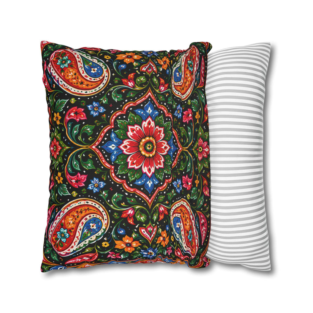 Pakistani Truck Art Cushion Cover – 'Jeet Wohi Hai' Urdu Quote | Floral Decorative Pillowcase