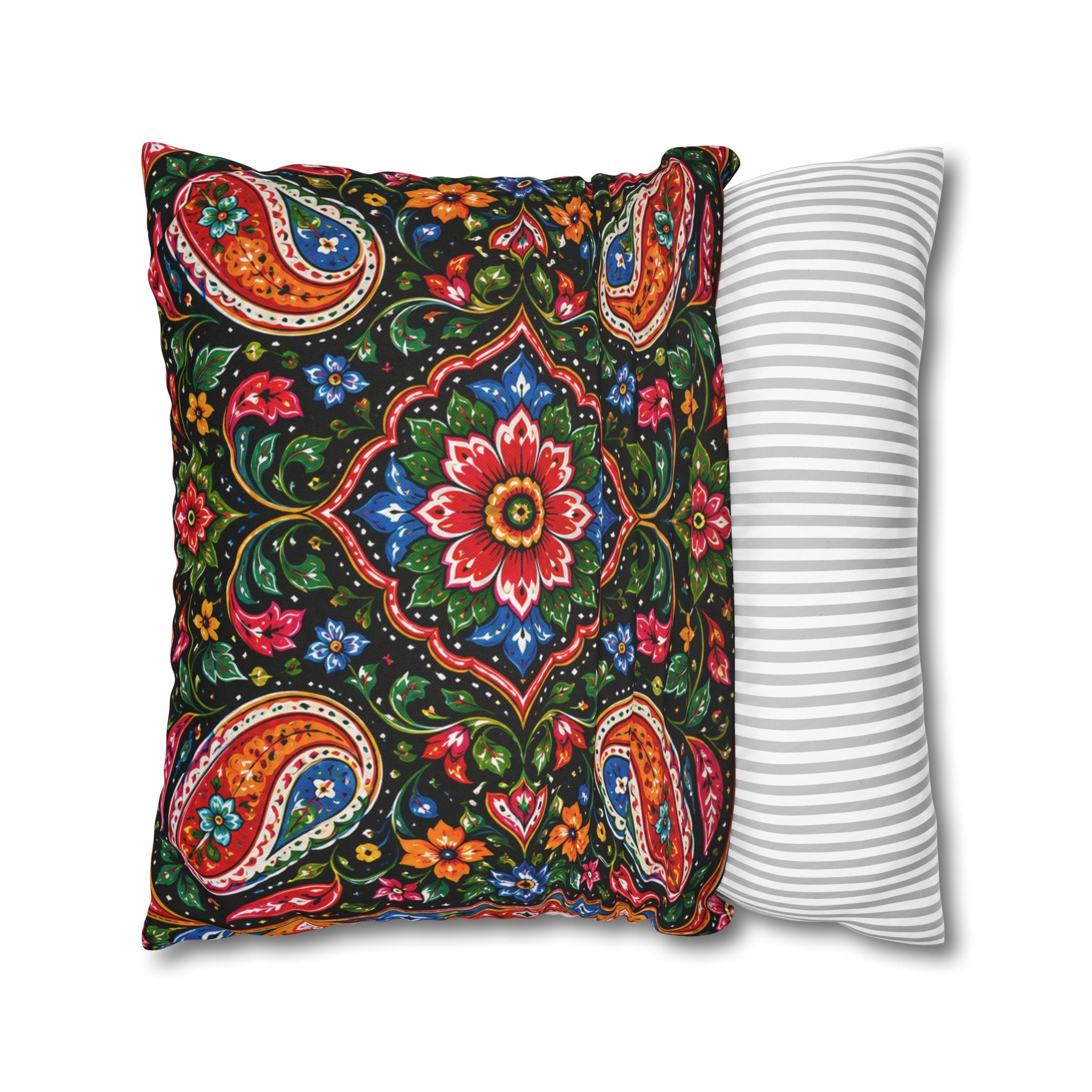 Pakistani Truck Art Cushion Cover – 'Jeet Wohi Hai' Urdu Quote | Floral Decorative Pillowcase