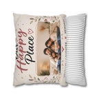 ✨ Our Happy Place Photo Pillowcase — Personalized Family Throw Pillow