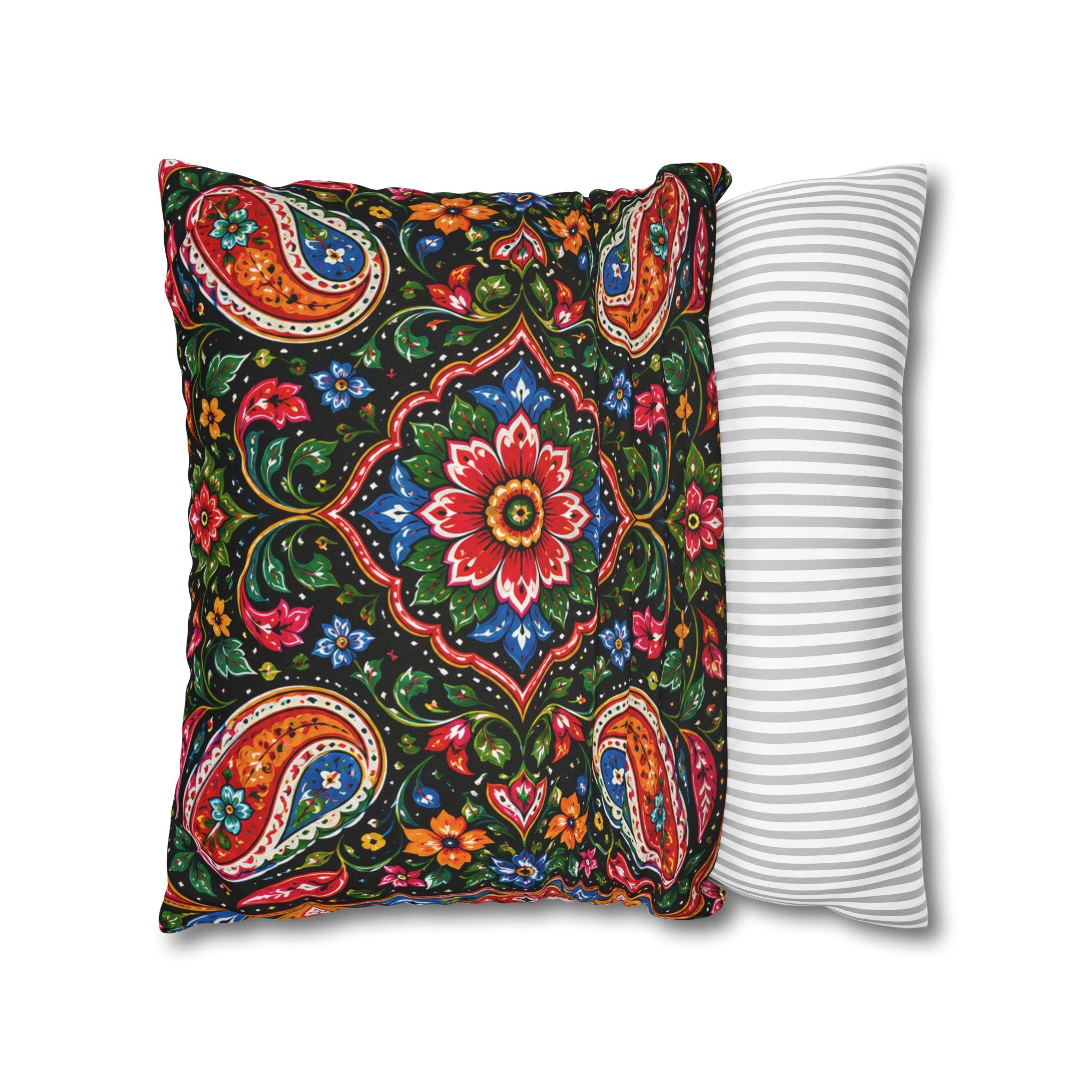 Pakistani Truck Art Cushion Cover – 'Jeet Wohi Hai' Urdu Quote | Floral Decorative Pillowcase