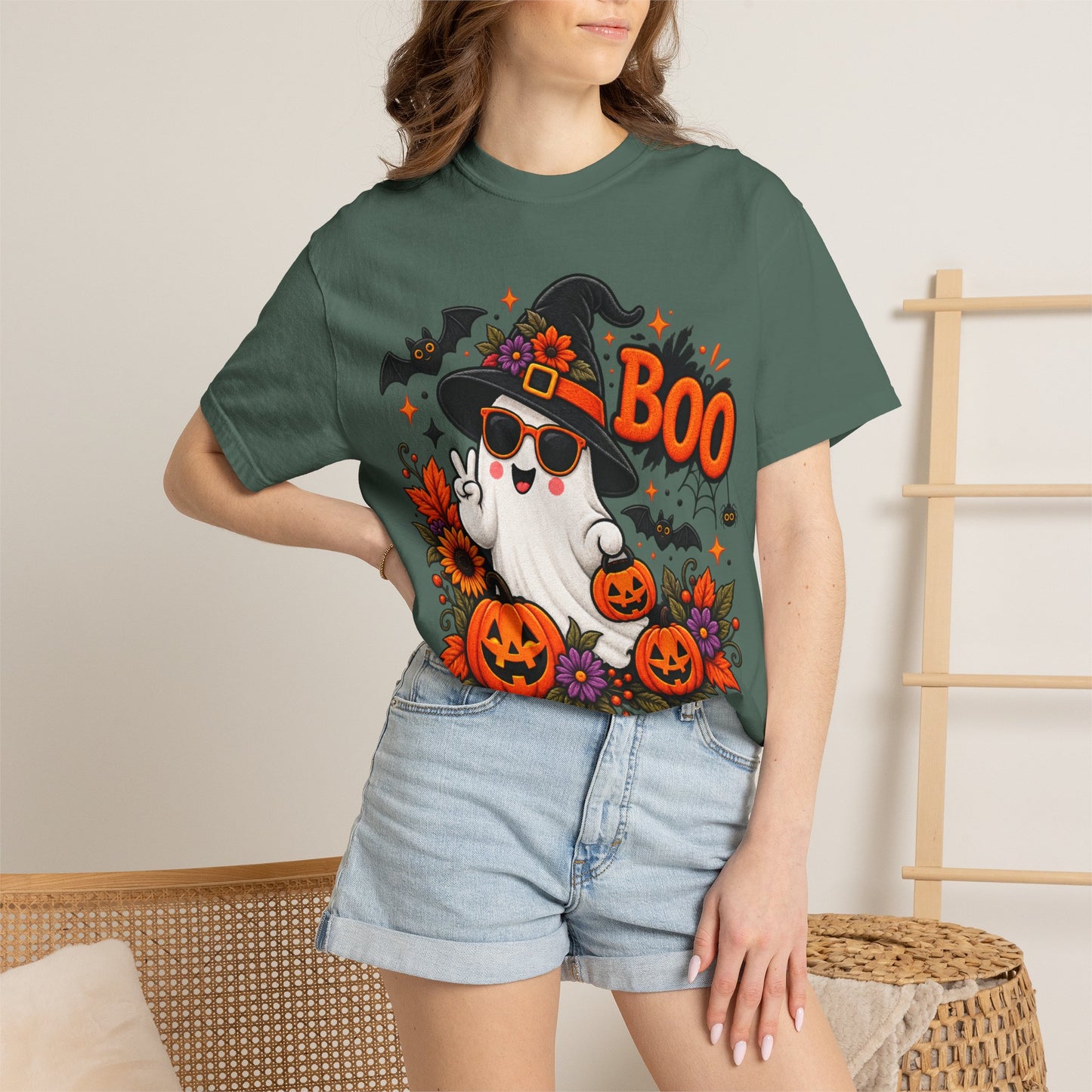 Halloween Boo Ghost T-Shirt — Cute Witch Hat Jack-O'-Lanterns Tee