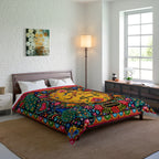 Comforter — Vibrant Urdu Love Quote Peacock Floral Comforter