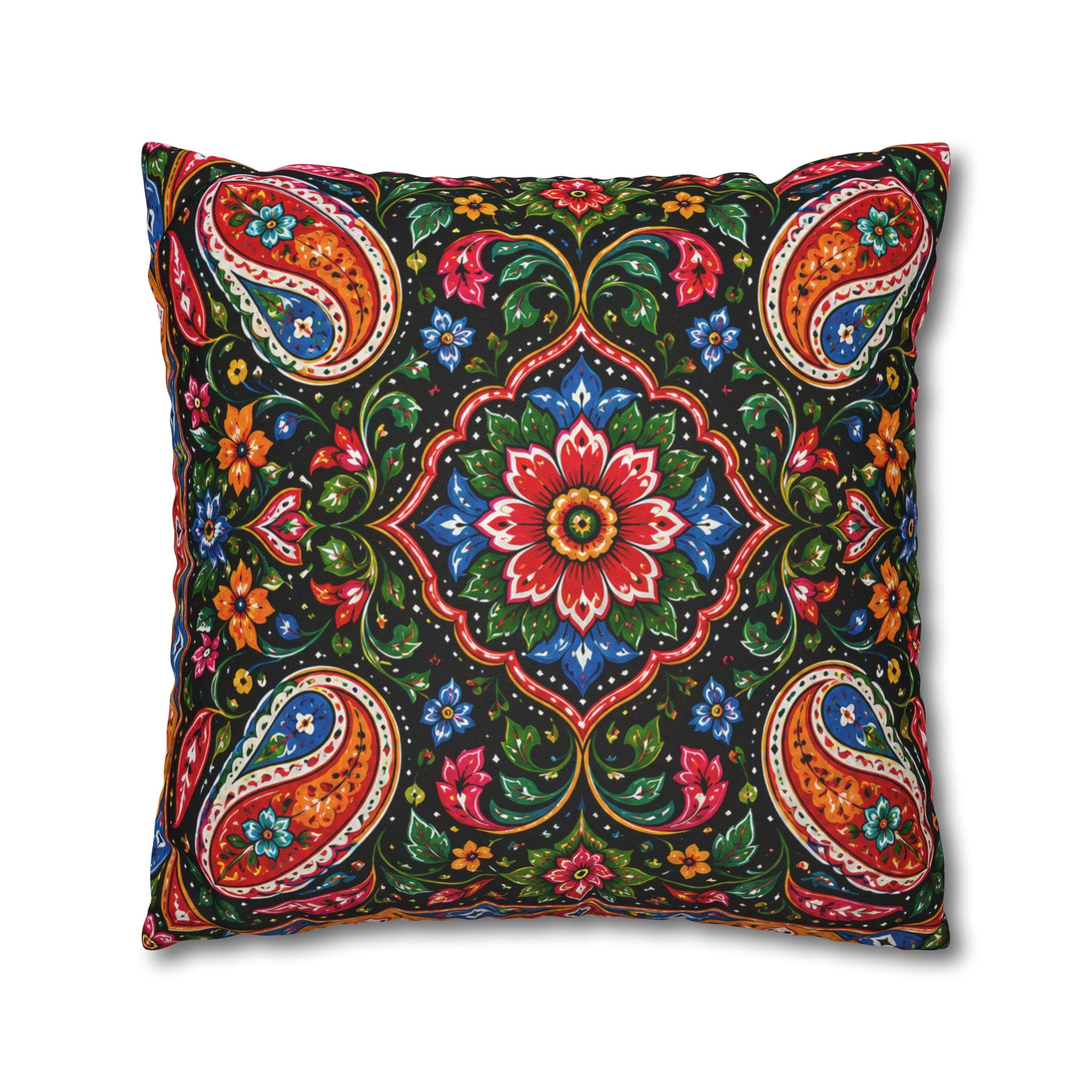 Pakistani Truck Art Cushion Cover – 'Jeet Wohi Hai' Urdu Quote | Floral Decorative Pillowcase