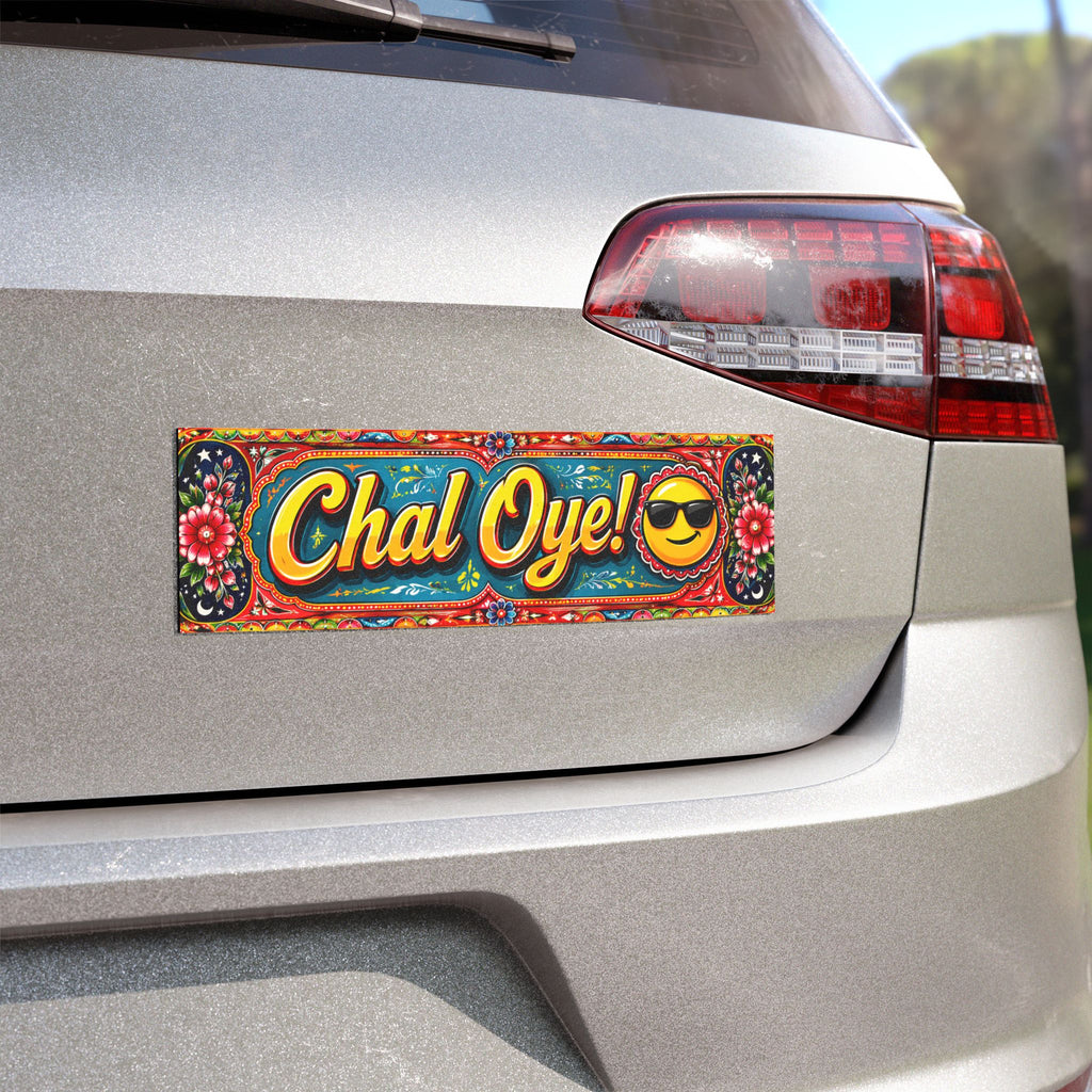 Car Magnet — 'Chal Oye!' Colorful Truck Art Bumper Sticker with Sunglasses Emoji