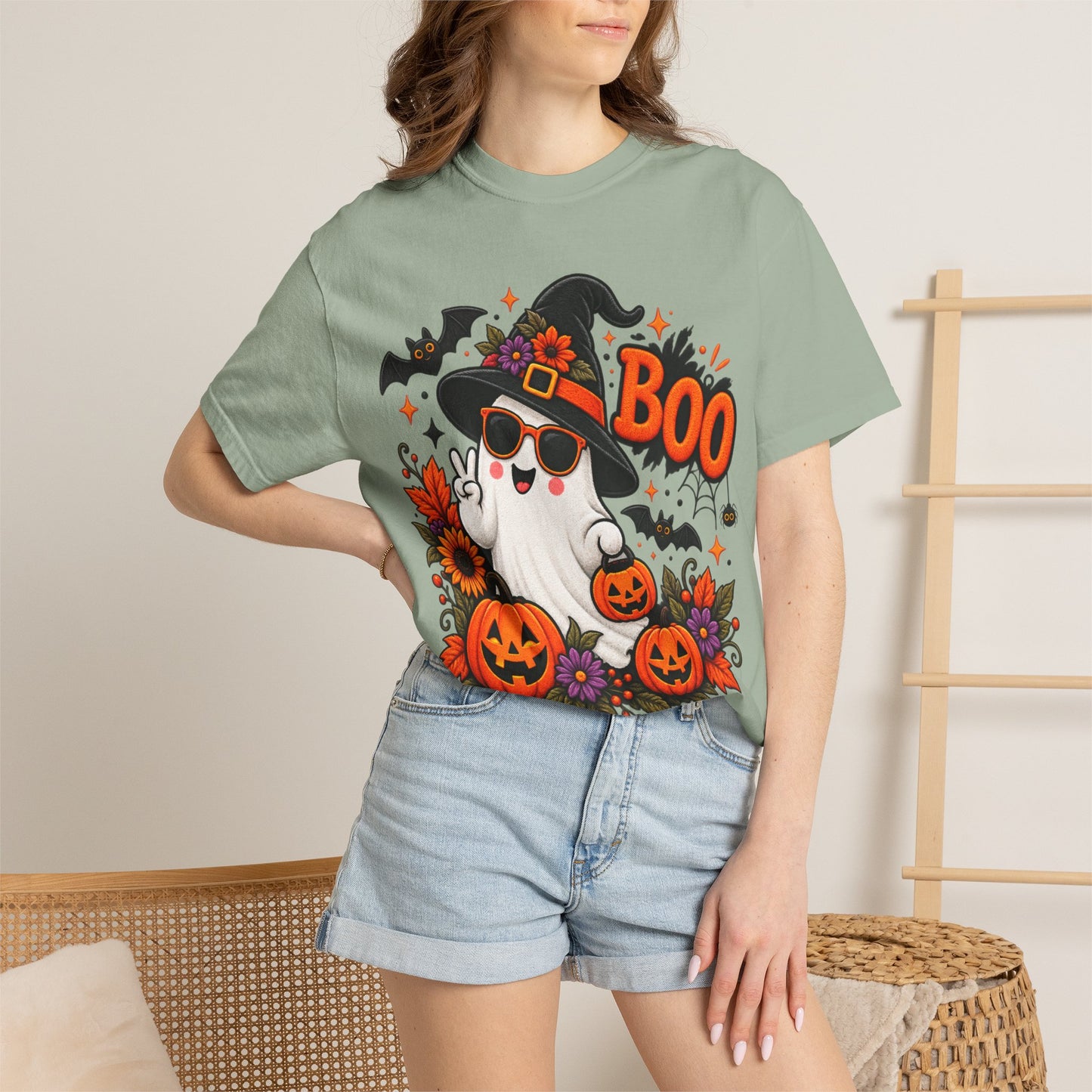 Halloween Boo Ghost T-Shirt — Cute Witch Hat Jack-O'-Lanterns Tee