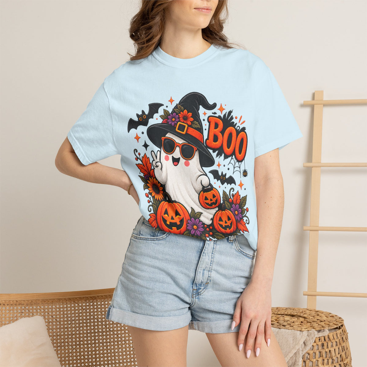 Halloween Boo Ghost T-Shirt — Cute Witch Hat Jack-O'-Lanterns Tee