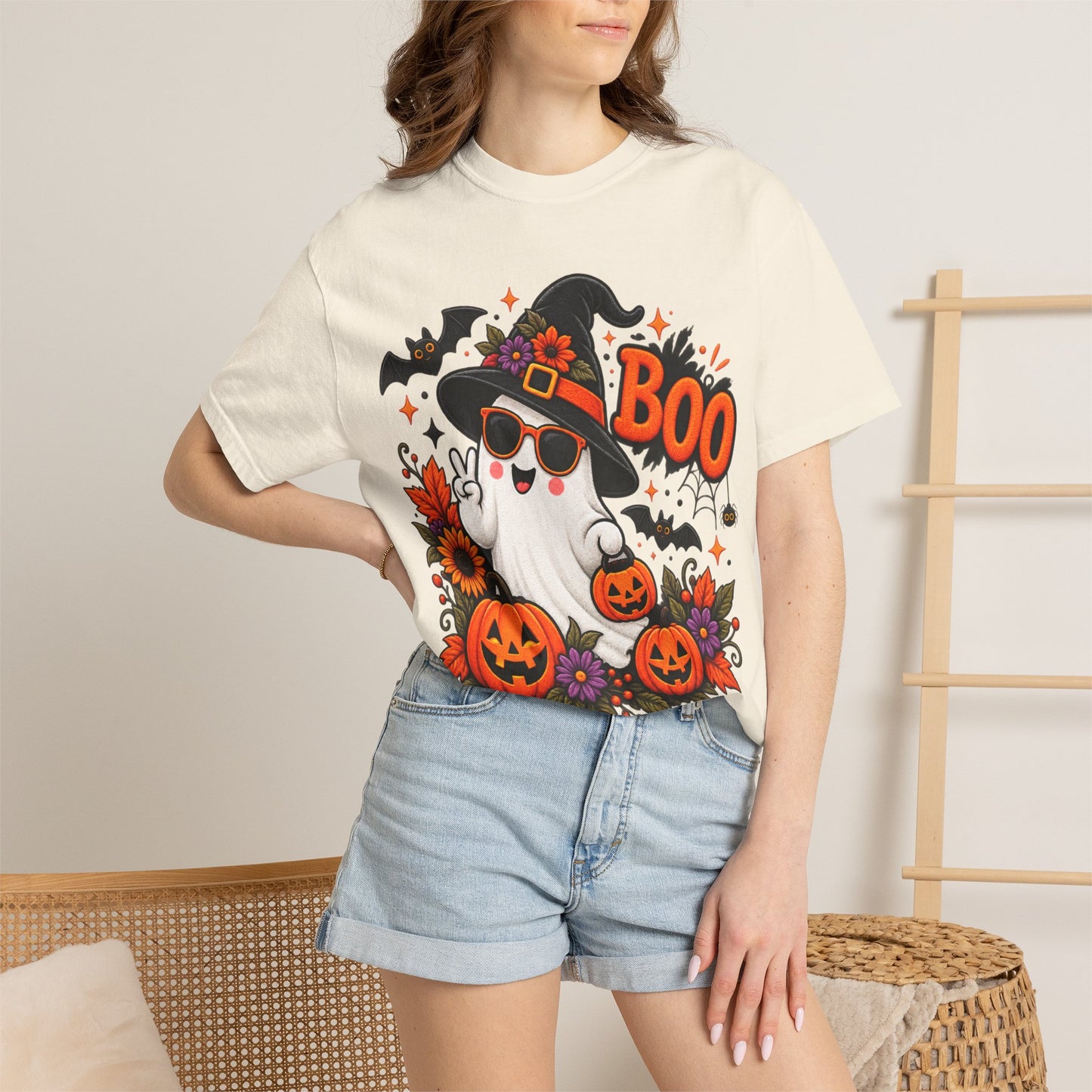 Halloween Boo Ghost T-Shirt — Cute Witch Hat Jack-O'-Lanterns Tee