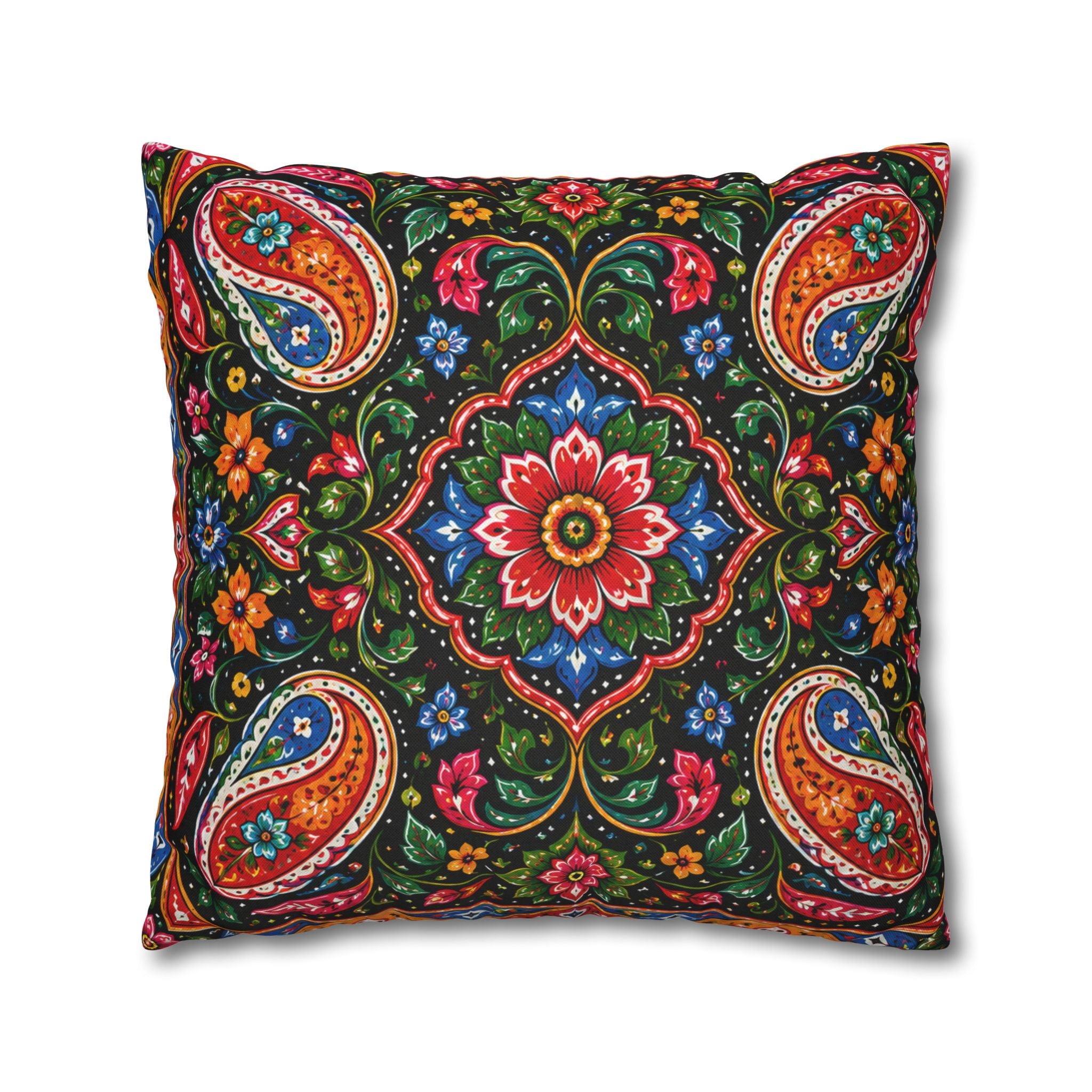 Pakistani Truck Art Cushion Cover – 'Jeet Wohi Hai' Urdu Quote | Floral Decorative Pillowcase