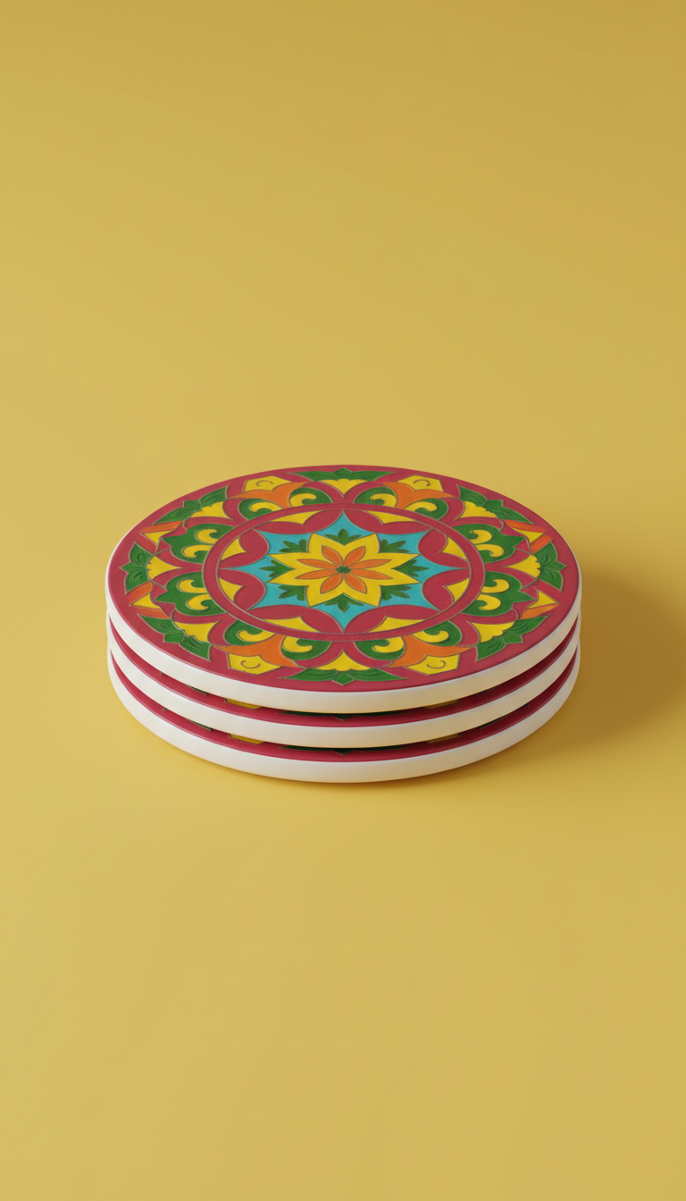 Ornate Patterned Acrylic Coasters Set
