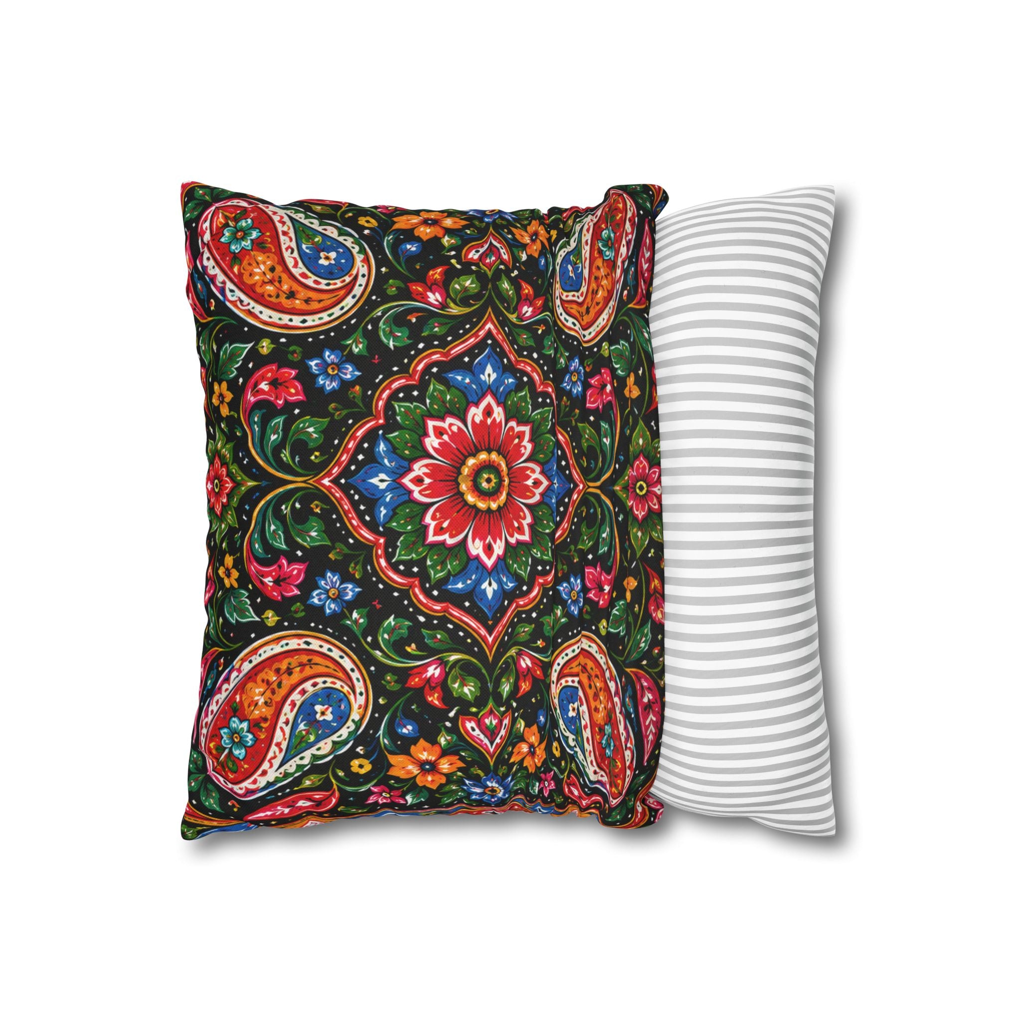 Pakistani Truck Art Cushion Cover – 'Jeet Wohi Hai' Urdu Quote | Floral Decorative Pillowcase