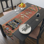 Pakistani Truck Art Floral Table Runner – Urdu Quote 'Khush Raho Muskurate Raho' Cotton/Poly
