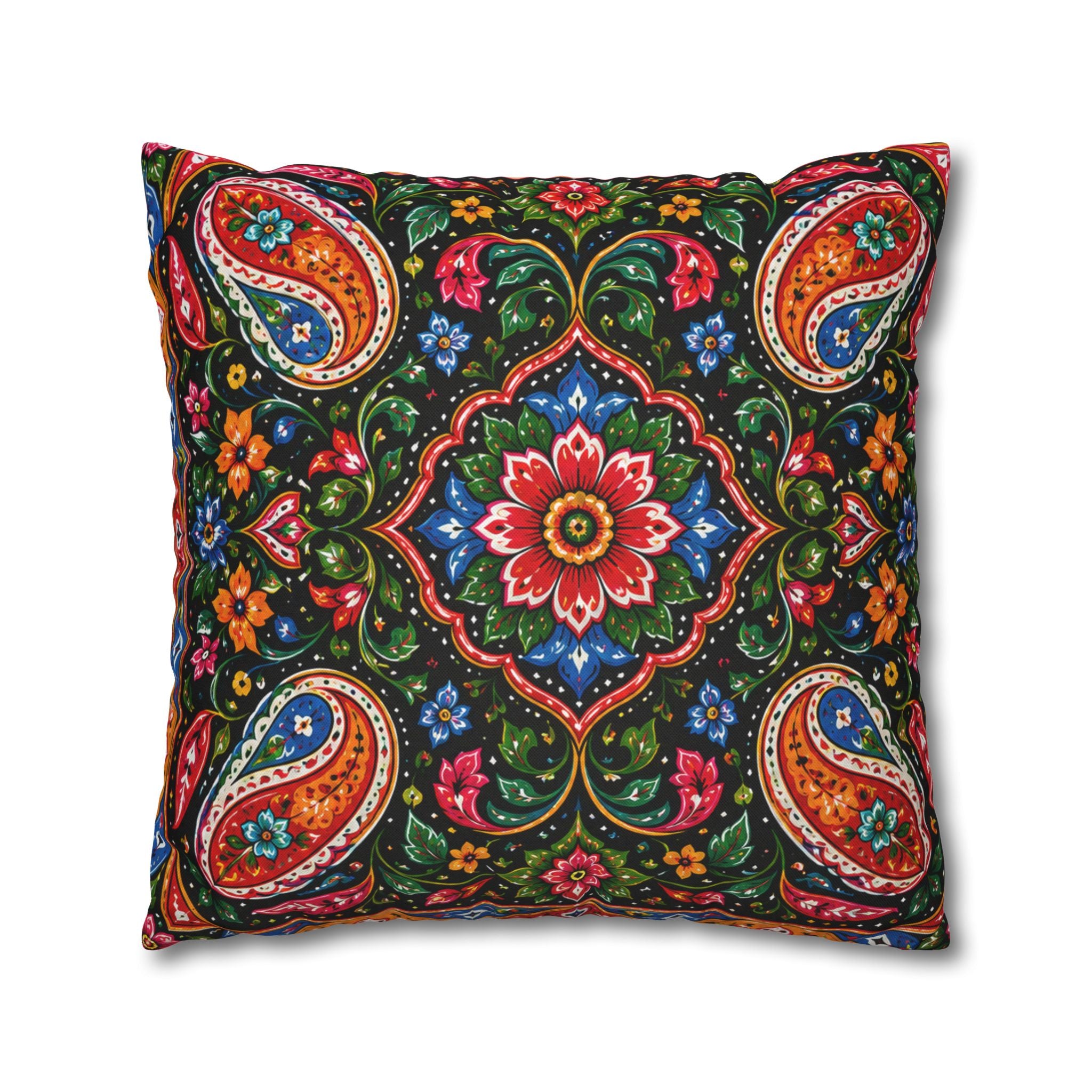 Pakistani Truck Art Cushion Cover – 'Jeet Wohi Hai' Urdu Quote | Floral Decorative Pillowcase