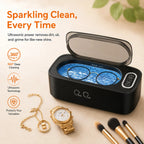 Ultrasonic Jewelry, Eyeglasses & Watches Cleaner - 360° Deep Clean, 5/7 Min Modes