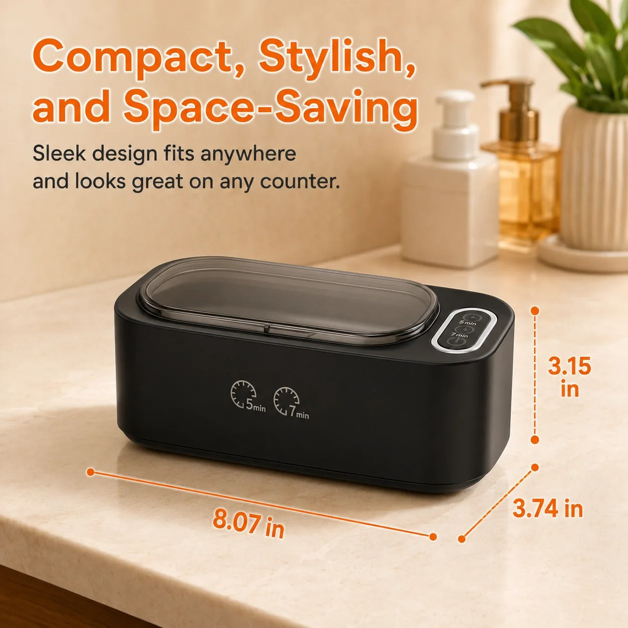 Ultrasonic Jewelry, Eyeglasses & Watches Cleaner - 360° Deep Clean, 5/7 Min Modes
