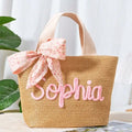 Personalized Straw Beach Bag – Custom Embroidered Name Crochet Tote