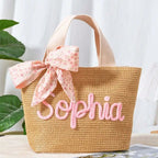 Personalized Straw Beach Bag – Custom Embroidered Name Crochet Tote